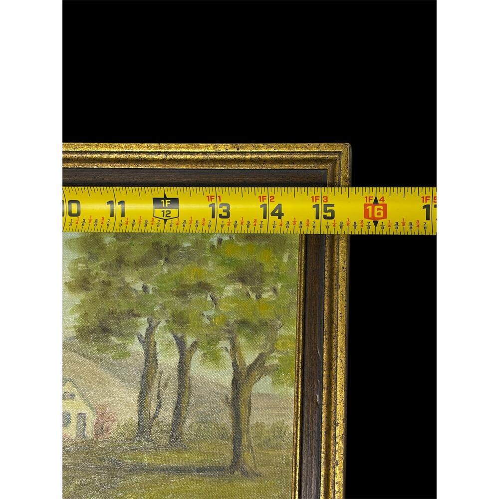 Mid‑century Rural Farmhouse Country Landscape Framed Painting by E. Schoonmaker - Picture 4 of 11